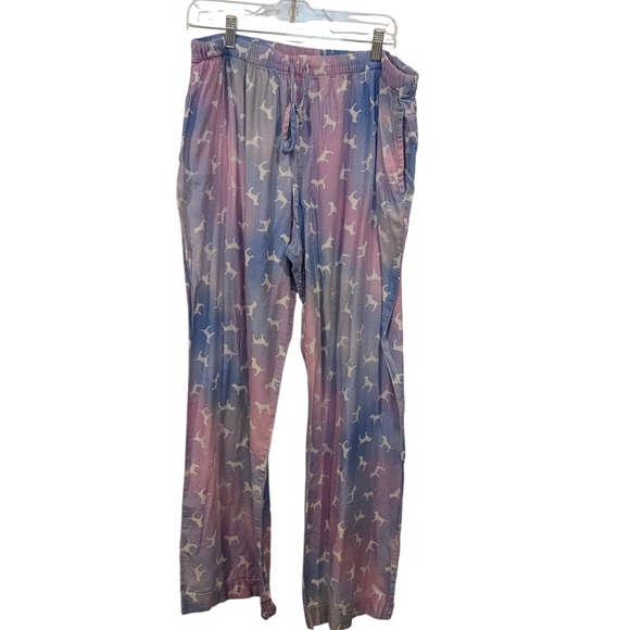 PINK Victoria's Secret Other - PINK Victoria's Secret XL Lounge Pajama Pants Dog Print Sleepwear Pink Blue